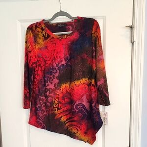CALEAAS Women's Muliticolored Top Blouse 3/4 Sleeve Size Medium NWT